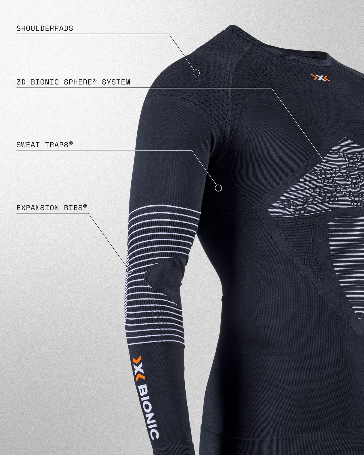 X-Bionic Energizer 4.0 Camisa Cuello Redondo y Mangas largas para Hombre - Alta tecnología para Deportes de Invierno con características de termorregulación y Rendimiento mejoradas - Negro/Blanco, M
