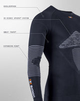 X-Bionic Energizer 4.0 Camisa Cuello Redondo y Mangas largas para Hombre - Alta tecnología para Deportes de Invierno con características de termorregulación y Rendimiento mejoradas - Negro/Blanco, M