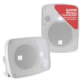 Pyle Altavoz Bluetooth de 600 W con Montaje en Pared – Altavoz Estéreo Activo y Pasivo de 5,25" (13,34 cm), Resistente al Agua para Exterior e Interior – para Pared y Techo
