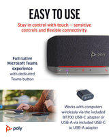 Altavoz manos libres Bluetooth portátil personal Poly Sync 20+ (Plantronics) - Reducción del ruido o de ecos, Adaptador Bluetooth USB-C, Funciona con Teams (certificado), Zoom, PC, teléfonos celulares