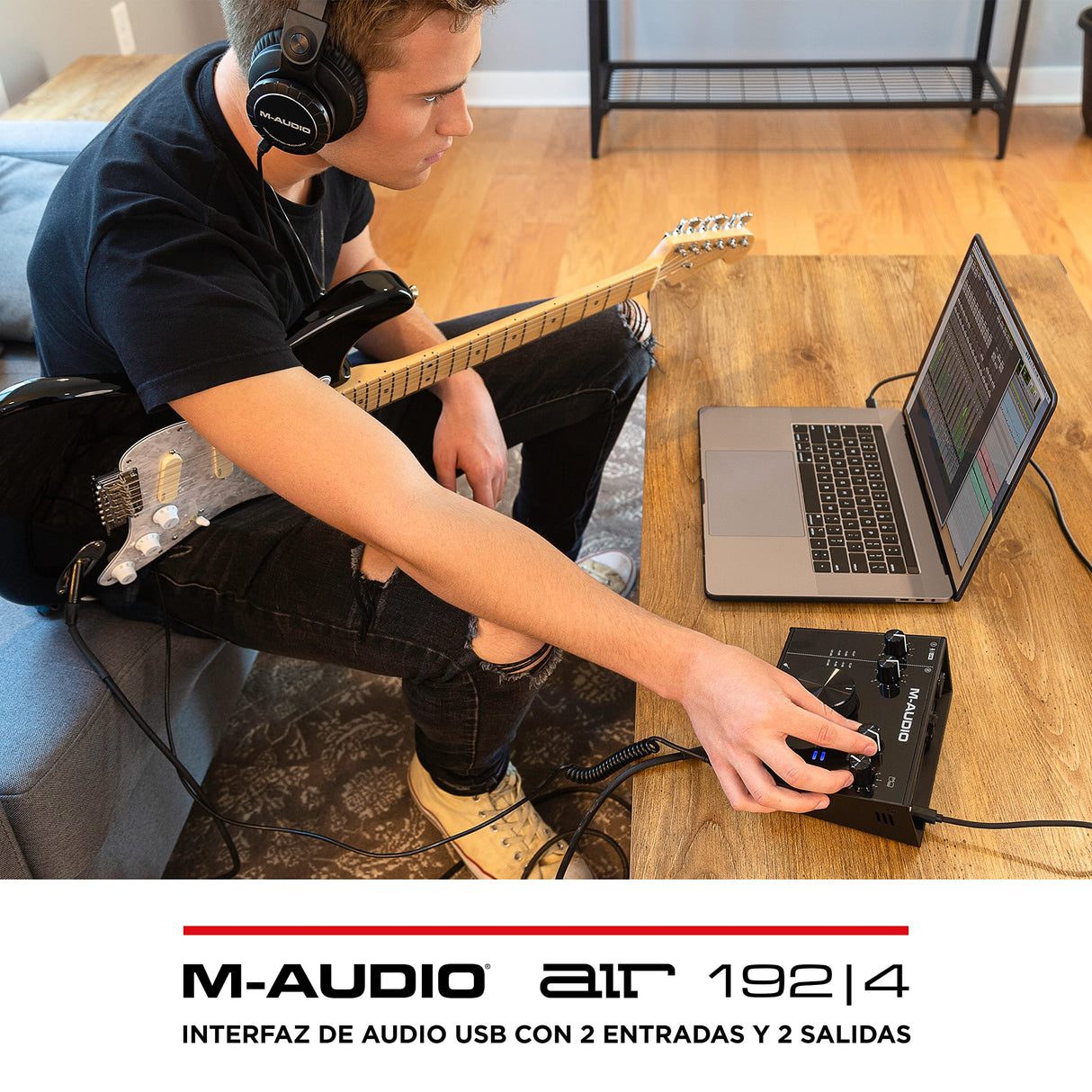 M-Audio AIR 192|4 - Interfaz de audio, Tarjeta de sonido USB, USB-C, 2 entradas, 2 salidas, software de estudio, para grabación de instrumentos, producción musical y monitorización