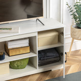 Zinus Bennett Mueble TV - Mueble TV 147x40x60 cm - Mueble con estantes y puertas - Blanco