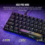 Corsair K65 PRO MINI RGB 65% Optical-Mechanical Wired Gaming Keyboard - Interruptores OPX - Teclados PBT Double-Shot - Compatible con iCUE - PC, PS5, PS4, Xbox - QWERTY ES - Negro