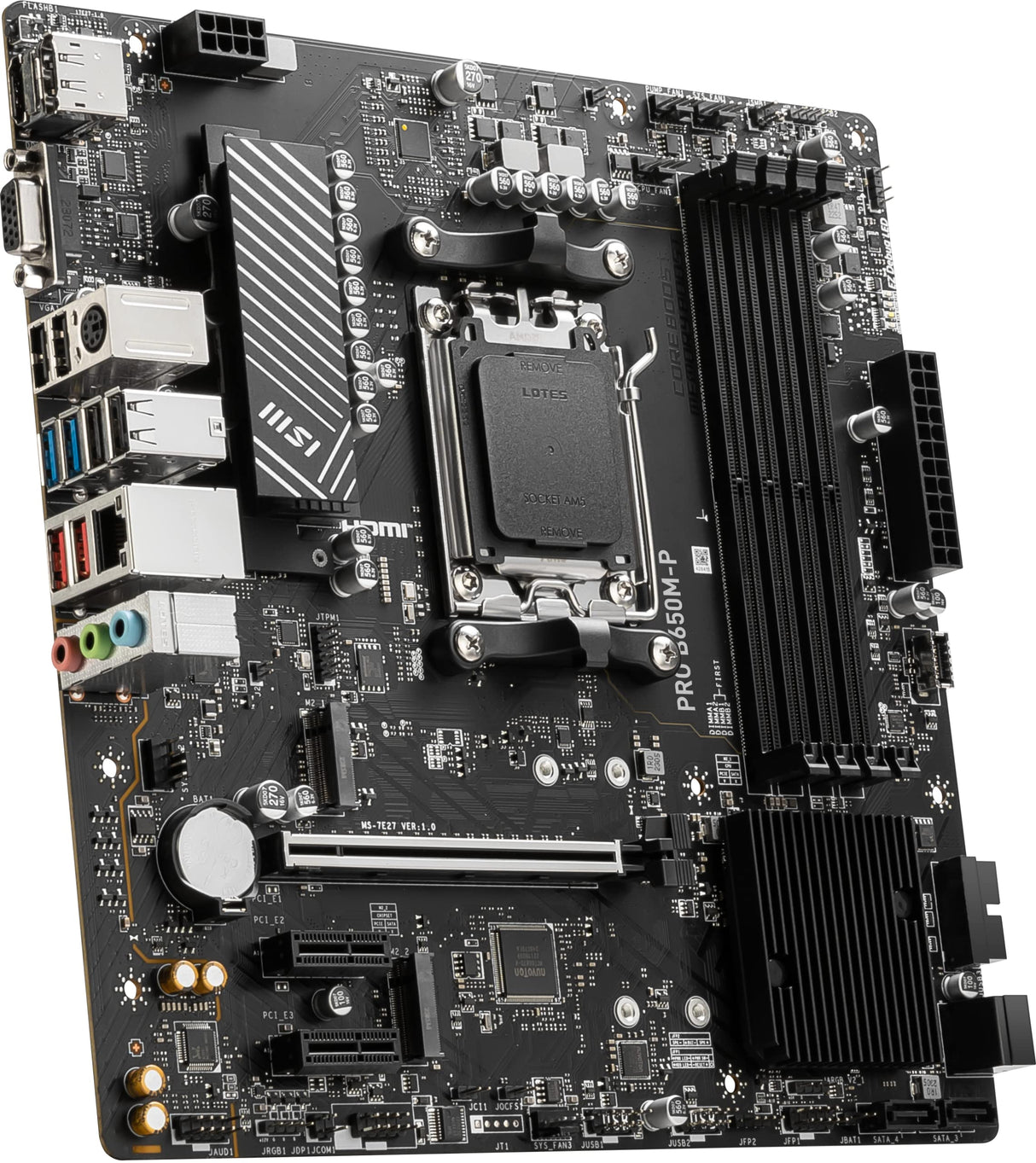 MSI Pro B650M-P Placa Base, ATX, Soporta Procesadores AMD Ryzen Serie 7000, AM5, Memoria DDR5 Boost 6400+MHz/OC, 2 x PCIe 4.0 x16, 2 x M.2 Gen4, 2.5G LAN