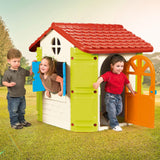 FEBER - Feber-House, Casa de Jardín para Niños, Colores Cálidos Azul, Rojo, Naranja y Verde, Resistente y Segura, Casita Infantil para Juegos de Exterior, 2 a 6 años, Famosa(800013950), Versión actual