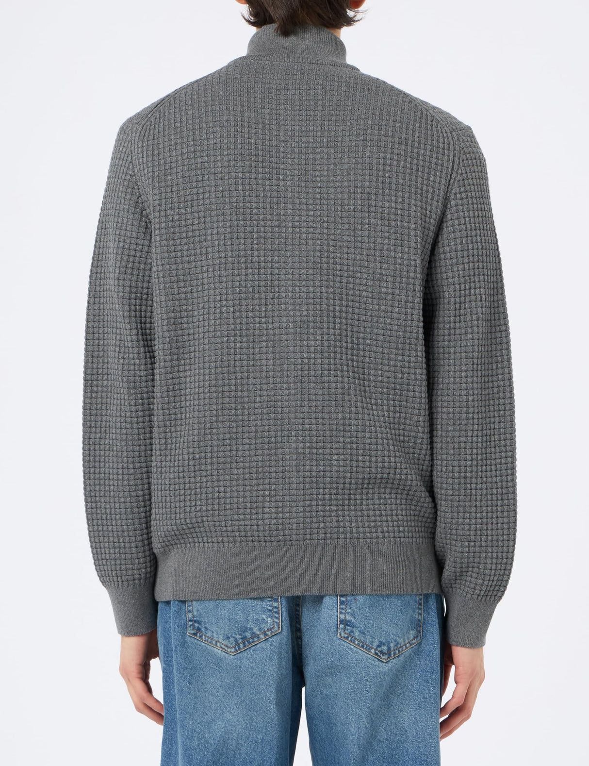 GANT Zipped Textured Cotton Cardigan Suéter, Gris Oscuro, M para Hombre