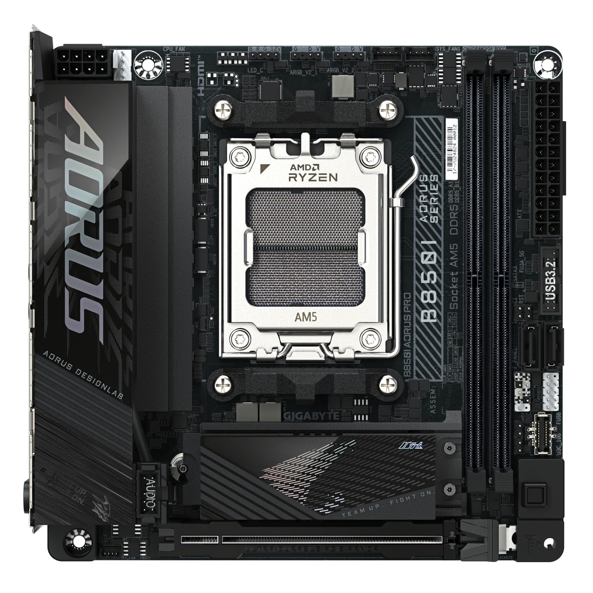 GIGABYTE B850I AORUS Pro Placa Base - Compatible con procesadores AMD Ryzen Serie 9000, VRM Digital de 8+2+1 Fases, hasta 8400MHz DDR5 (OC), 1xPCIe 5.0 + 1xPCIe 4.0 M.2, 2.5LAN, WiFi 7, USB 3.2 Gen 2