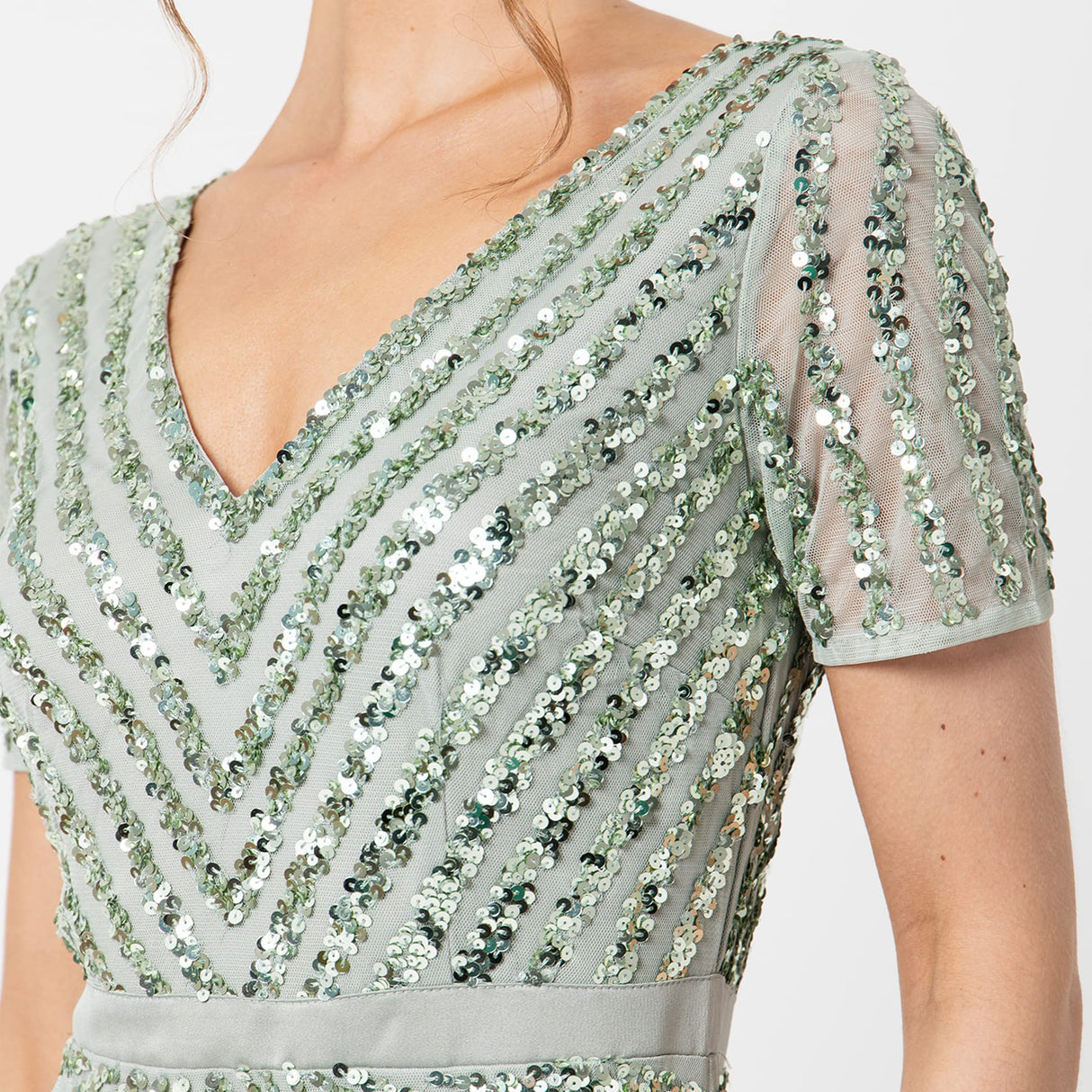 Maya Deluxe Abendkleid Pailletten Maxi Elegant für Hochzeit Vestido de la Dama de Honor De Las Mujeres, Verde, 46