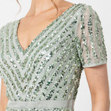 Maya Deluxe Abendkleid Pailletten Maxi Elegant für Hochzeit Vestido de la Dama de Honor De Las Mujeres, Verde, 46