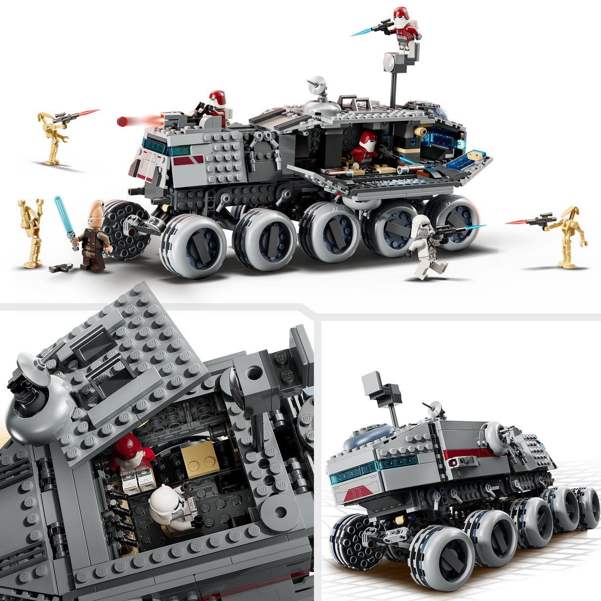 LEGO Star Wars 75413 Juggernaut de la República - Juguete de Construcción con 3 Figuras de Droides y 5 Minifiguras inc. Ki-Adi-Mundi con Espada Láser - Regalo para Niños de 9+ Años de Las Guerras Clon