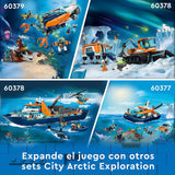 LEGO 60368 City Barco Explorador del Ártico, Barco Grande de Juguete Que Flota con Helicóptero, Sub, Naufragio Vikingo, Minifiguras y una Figura de Orca, Regalo para Niños y Niñas de 7 Años o Más