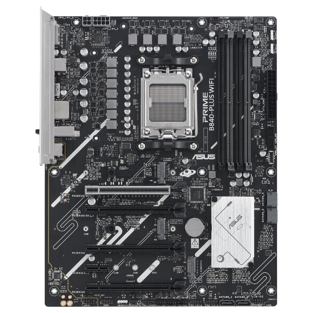 ASUS Prime B840-PLUS WiFi - Placa Base AMD ATX, DDR5, PCIe 4.0 Ready, Tres Ranuras M.2, Wi-Fi 6E, Realtek 2.5Gb Ethernet, DisplayPort, HDMI, USB 10Gbps Tipo-A y Tipo-C, BIOS Flashback, Aura Sync