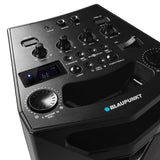 Blaupunkt PS 500 - Altavoz de Fiesta con batería integrada, 40 W RMS, Bluetooth, USB, Entrada Auxiliar, Radio FM, Entrada de Guitarras y micrófono, función de Eco, Caja de música con Efecto de luz,