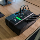 Green Cell® SAI Sistema de alimentación ininterrumpida UPS Potencia 800VA (480W) 230V Fuente de alimentación Continua Line Interactive senoidal AVR USB/RJ45 6X Schuko Tomas con Pantalla LCD