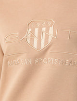 GANT Reg Tonal Shield C-Neck Sweat Sudadera, Caramel Beige, L para Mujer