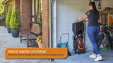 Flymo UltraStore 340R Li batería cortacésped Kit 36 V, 34 cm de Ancho de Corte, Corte de Borde cercano, Rodillo Trasero, 35 L, Agarre cómodo, Power 4 All Battery Alliance, 970538701, Naranja y Gris