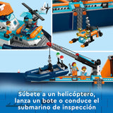 LEGO 60368 City Barco Explorador del Ártico, Barco Grande de Juguete Que Flota con Helicóptero, Sub, Naufragio Vikingo, Minifiguras y una Figura de Orca, Regalo para Niños y Niñas de 7 Años o Más