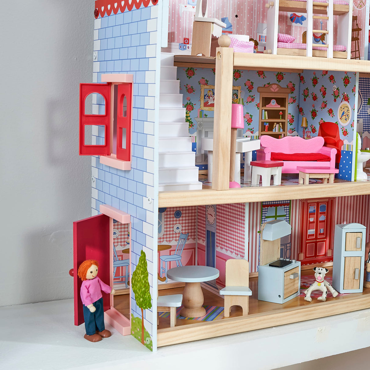 KidKraft Casa de muñecas de Madera Chelsea Cottage con Muebles y Accesorios para Mini muñecas de 12 cm, Casita para Miniature Figuras, Juguetes niños y niñas Desde 3 años (65054)