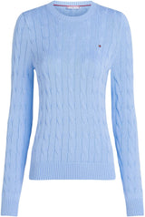 Tommy Hilfiger Jersey Mujer Co Cable con Cuello Redondo, Azul (Vessel Blue), S