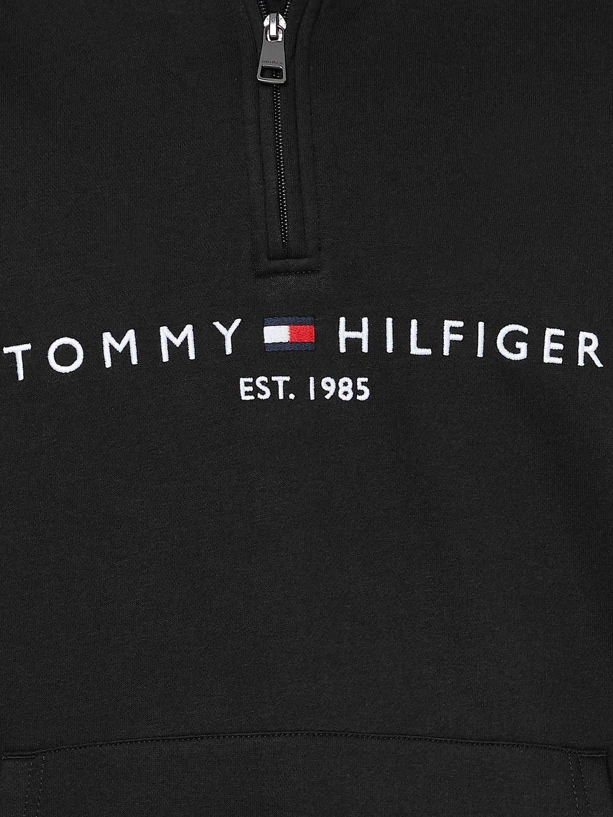 Tommy Hilfiger Hombre Sudadera con Cremallera Mockneck con Media Cremallera, Negro (Black), M