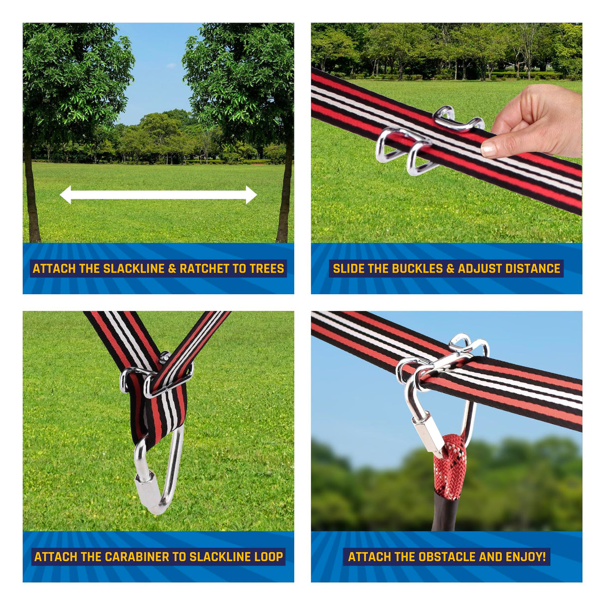 Ninja Warrior Obstacle Course for Kids Outside 19.8 Meters - Ninja Slider Included - Largest 11 Ninja Course Obstacles - Climbing Ladder, Spinning Wheel, Gym Ring
