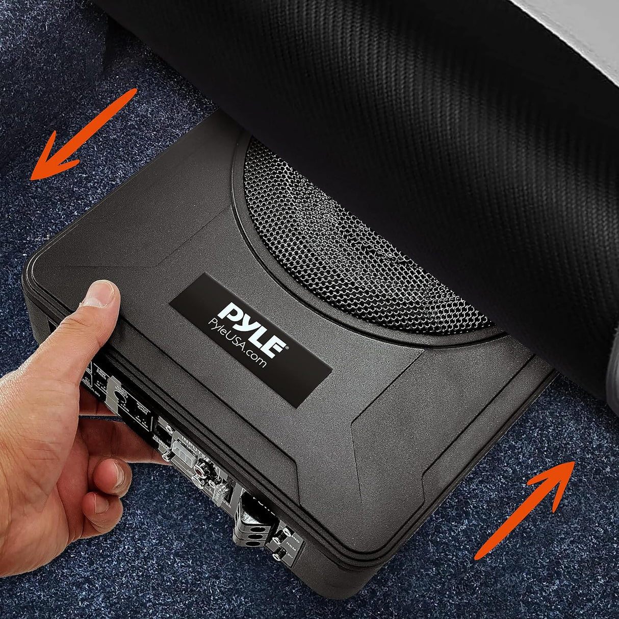 Pyle Sistema de subwoofer Amplificado de Perfil, Audio para Coche, Bajo de 8”, Activo, Cerrado, Compacto, 600V, Amplificador Incorporado