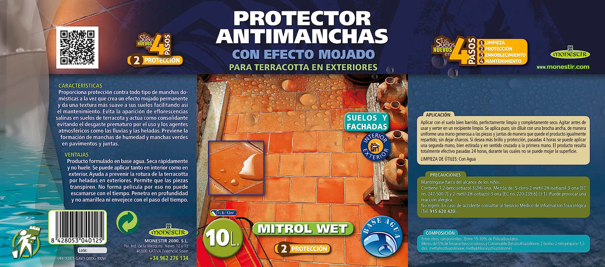 MONESTIR MITROL WET PROTECTOR ANTIMANCHA EXTERIORES EFECTO MOJADO 10L MONESTIR