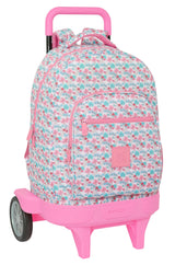 Safta MOOS FLORES - Mochila Grande con Ruedas, Compact Evolución, Extraíble, Ideal para Niños de Diferentes Edades, Cómoda y Versátil, Calidad y Resistencia, 33x22x45 cm, Color Multicolor