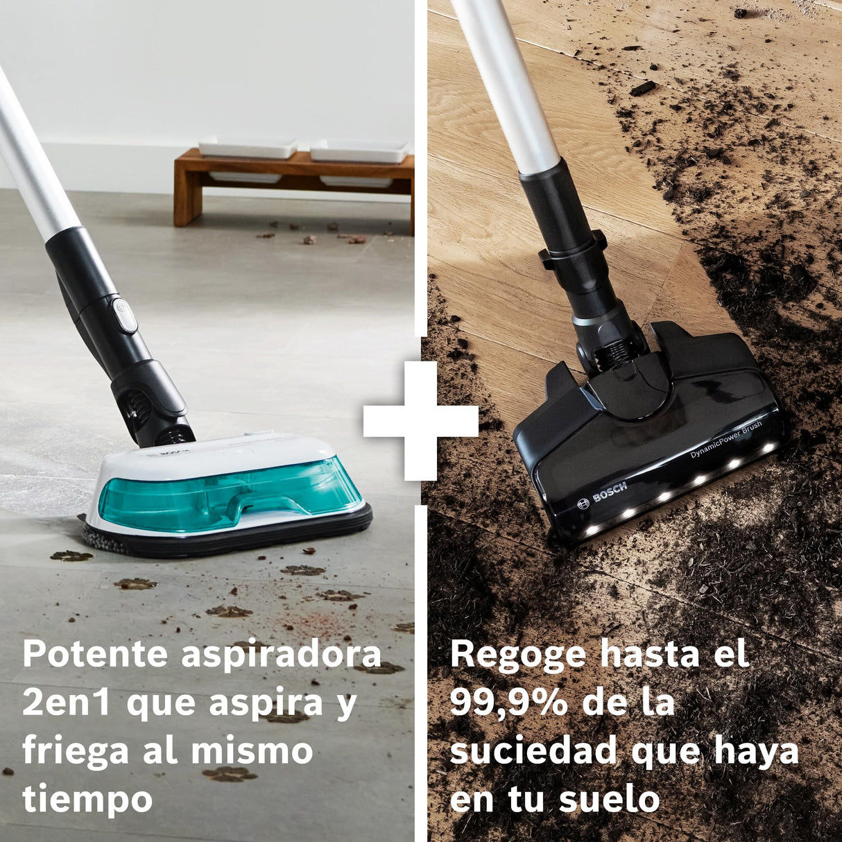 Bosch, aspirador sin cable 2en1, Unlimited 7 ProHygienic Aqua, cepillo 2en1 DynamicAqua, cepillo convencional, blanco, BCS71HYG2