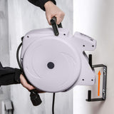 as - Schwabe Carrete de cable retráctil automático 20 m H05VV-F 3G1,5 - Enrollador de manguera - 180° Giratorio - 2 m de cable de conexión - desmontable - Montable en Pared y Techo - IP20, 12645