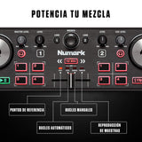 Numark DJ2GO2 Touch Controlador DJ USB Compacto de 2 Canales para Serato DJ Con Mezclador Crossfader, Interfaz de Audio y Jog Wheels de Sensibilidad Táctil