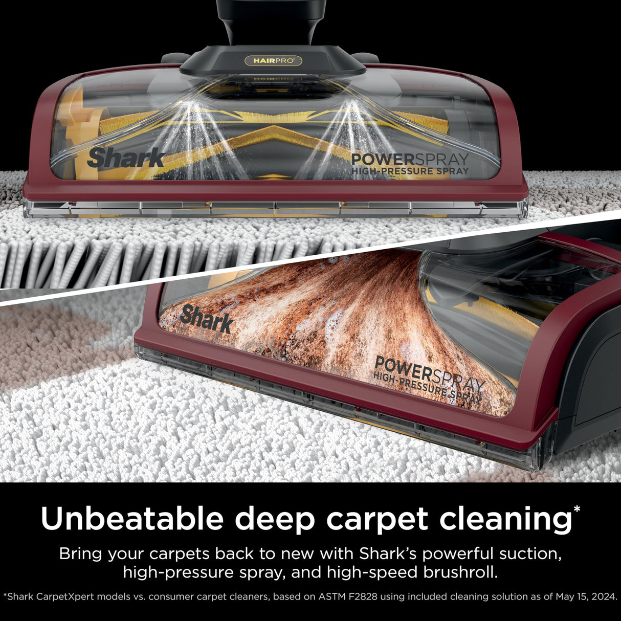 Shark CarpetXpert HairPro, limpiador de alfombras vertical, ligero, perfecto para mascotas, limpieza profunda, suciedad, suciedad y eliminación de olores, champú de alfombras, EX221BRN, magenta