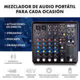 ALTO TrueMix 600 Mesa de Mezclas Con 2 Entradas XLR de Micrófono, Interfaz de Audio USB y Bluetooth Para Podcasts, Actuaciones en Vivo, Grabaciones, DJ, PC y Mac