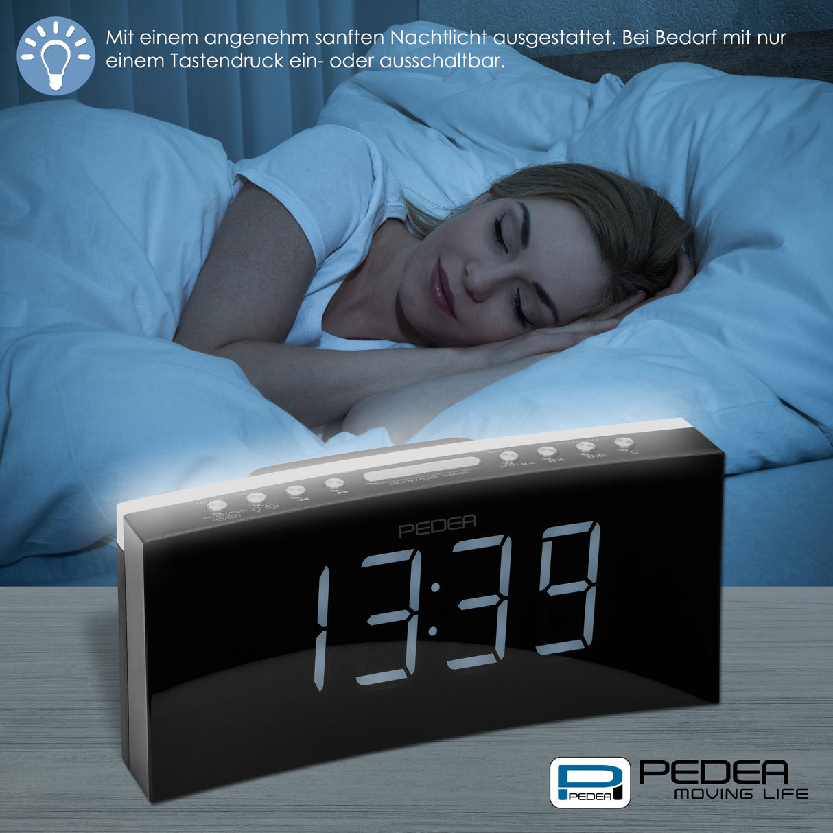 PEDEA 55005200 - Radio (Reloj, FM, 87,5 - 108 MHz, Sintonización automática, LED, Negro, Gris)