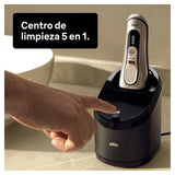 Braun Series 9 Pro Afeitadora Eléctrica Hombre, Máquina de Afeitar Barba con Recortadora ProLift y Cabezal 4en1, Centro de Limpieza y Carga 5en1, Funda, Recargable, Inalámbrica, 9466 CC, Cromo