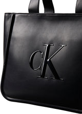 Calvin Klein Bolso Tote Mujer Bold Medium con logotipo, Negro (Black), Talla Única