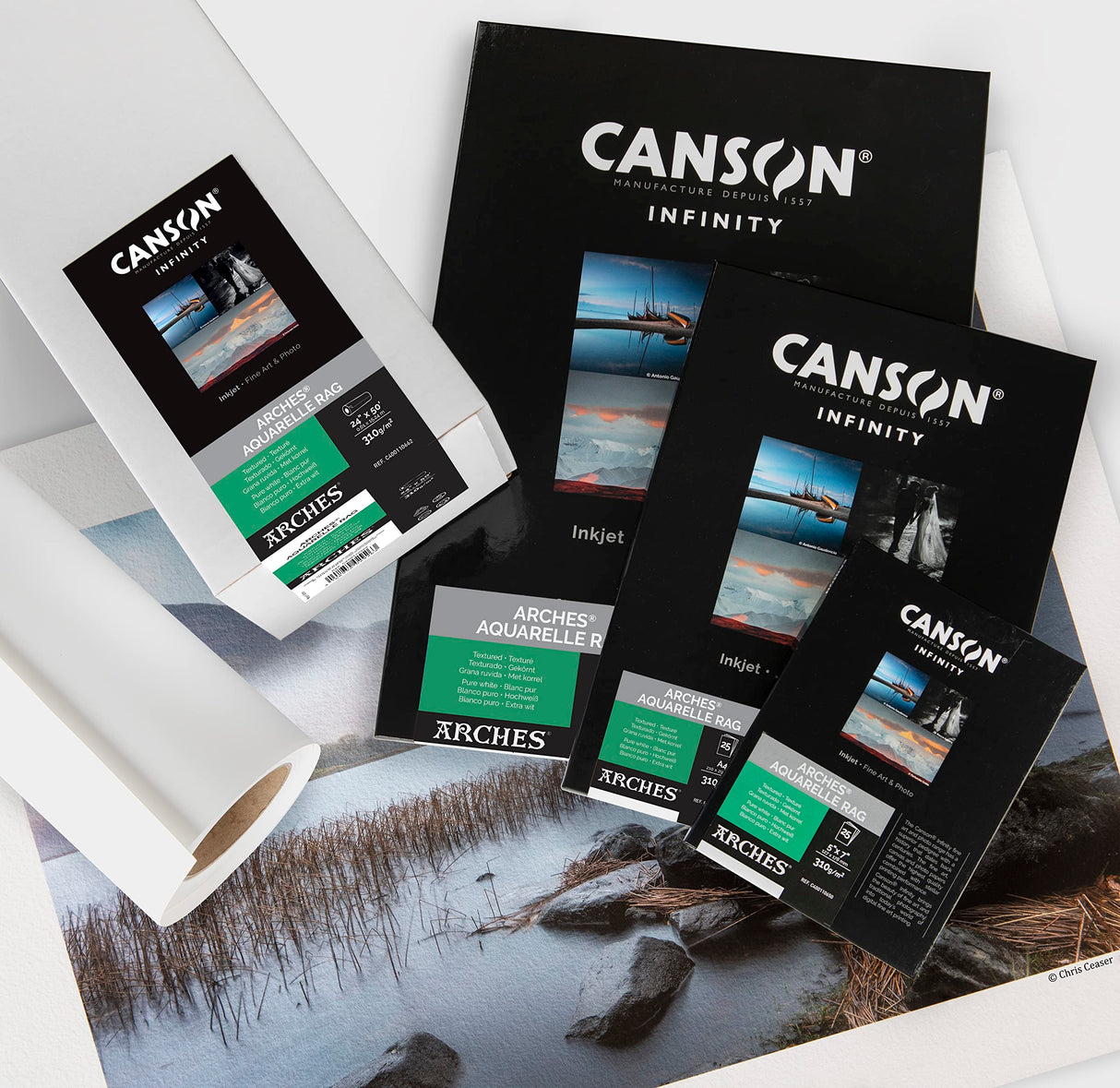 Canson Infinity Arches Aquarelle 100% Fino 310g Caja A3 25H Blanco Natural