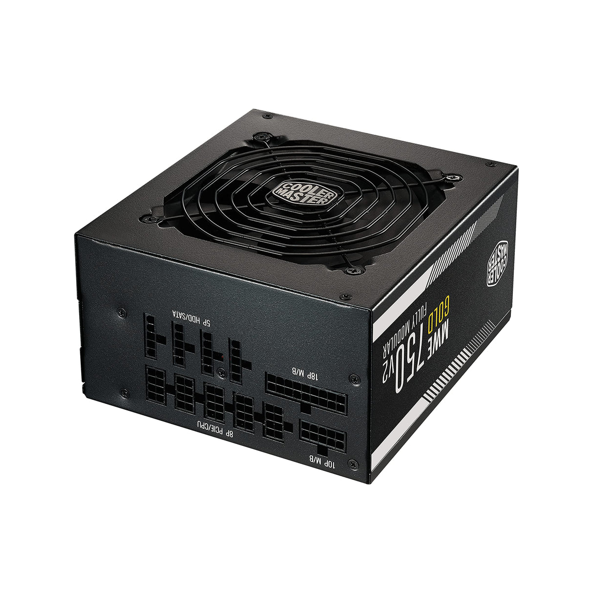 Cooler Master MWE 750 Gold V2 - Fuente de Alimentación 750W Modular (Enchufe EU), 80 PLUS Gold, Cableado Negro Plano, Ventilador HDB 120 mm, Umbral de Alta Temperatura - 5 Años de Garantía