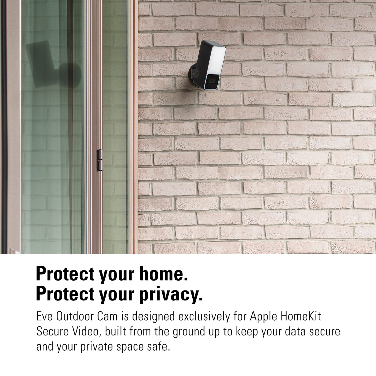 Eve Outdoor Cam – cámara segura con foco, máxima seguridad y privacidad (HomeKit Secure Video), 1080p, visión nocturna, Wi-Fi (2,4 GHz), sensor de movimiento, comunicación bidireccional