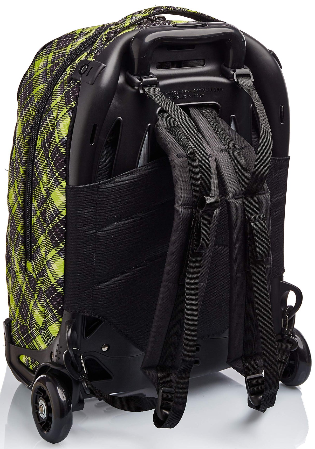Seven Mochila con ruedas, NEW Tech TARTAN Bolsa con ruedas para libros, 3 en 1, Mochila Desmontable+Trolley, para chicos&chicas Para la escuela, Deporte, Tiempo libre, Funda para portátil, verde