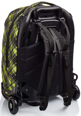 Seven Mochila con ruedas, NEW Tech TARTAN Bolsa con ruedas para libros, 3 en 1, Mochila Desmontable+Trolley, para chicos&chicas Para la escuela, Deporte, Tiempo libre, Funda para portátil, verde