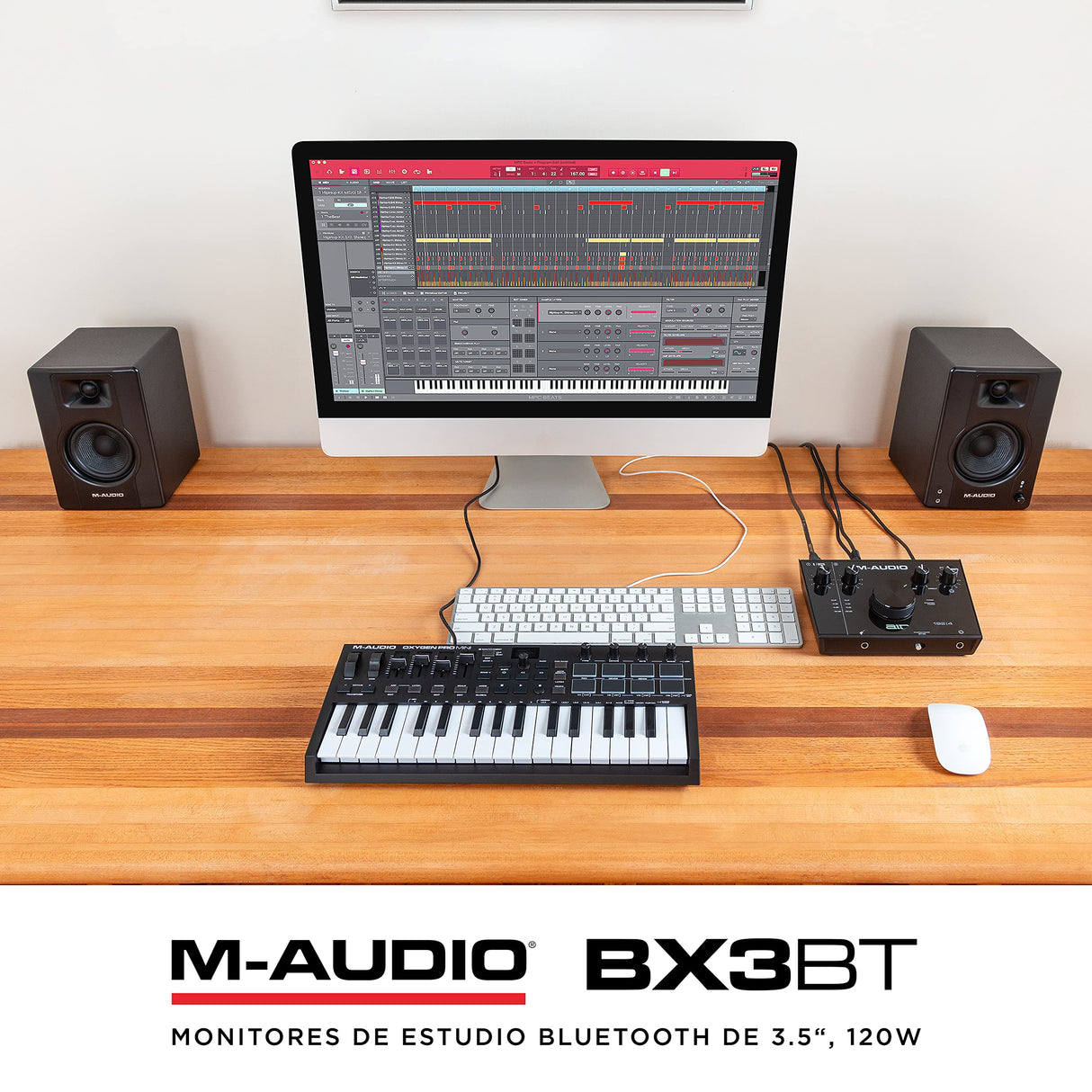 M-AUDIO BX3 BT Par 3.5" 120W Monitores de Estudio, Altavoces Autoamplificados Bluetooth para PC, para producción Musical, Juegos, Streaming, Podcast, DJ