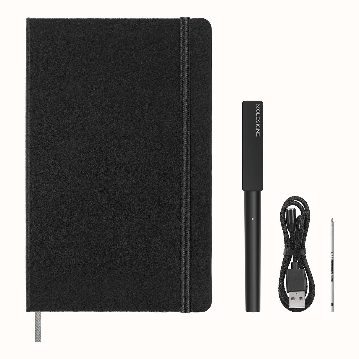 Moleskine Smart Writing Set, Libreta Inteligente con Bolígrafo Inteligente Incluido, Cuaderno Digital de Moleskine con Páginas a Rayas, Grande, 13x21 cm, Negro