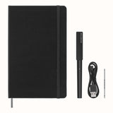 Moleskine Smart Writing Set, Libreta Inteligente con Bolígrafo Inteligente Incluido, Cuaderno Digital de Moleskine con Páginas a Rayas, Grande, 13x21 cm, Negro