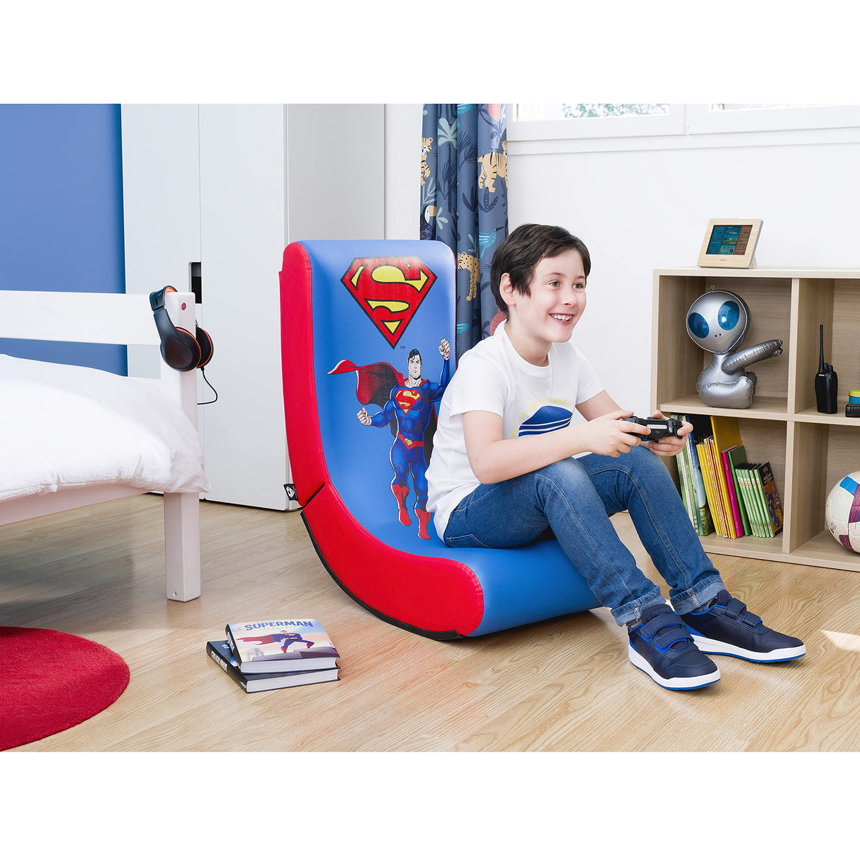Subsonic - Superman - Silla De Juego Gaming Rock'n'Seat Junior - Asiento Gamer para Habitación De Niños Y Adolescentes con Licencia Oficial (Playstation 5)