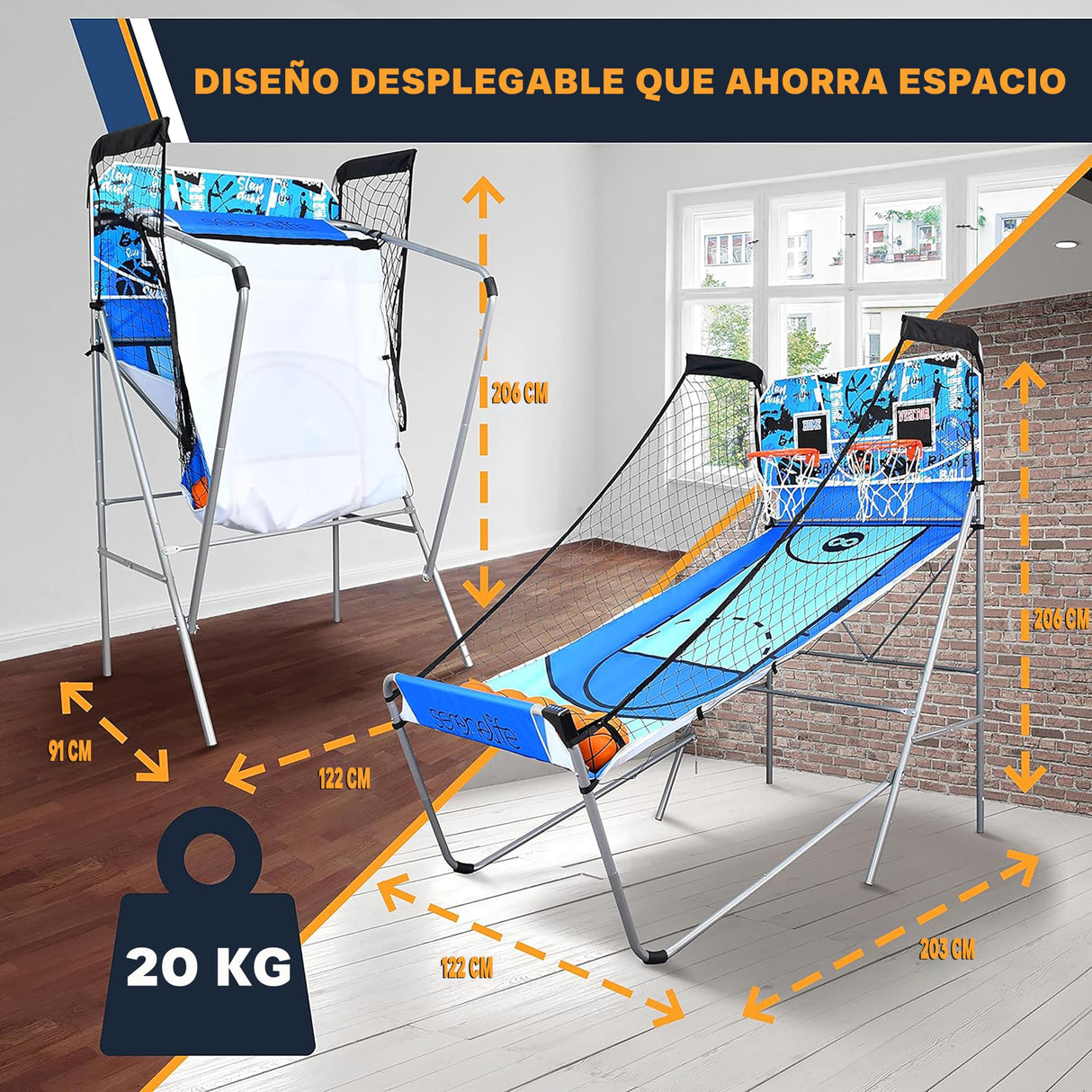 SereneLife juego baloncesto, Marcador LED digital, Plegable, Para niños y Adultos, Ideal para interiores y exteriores