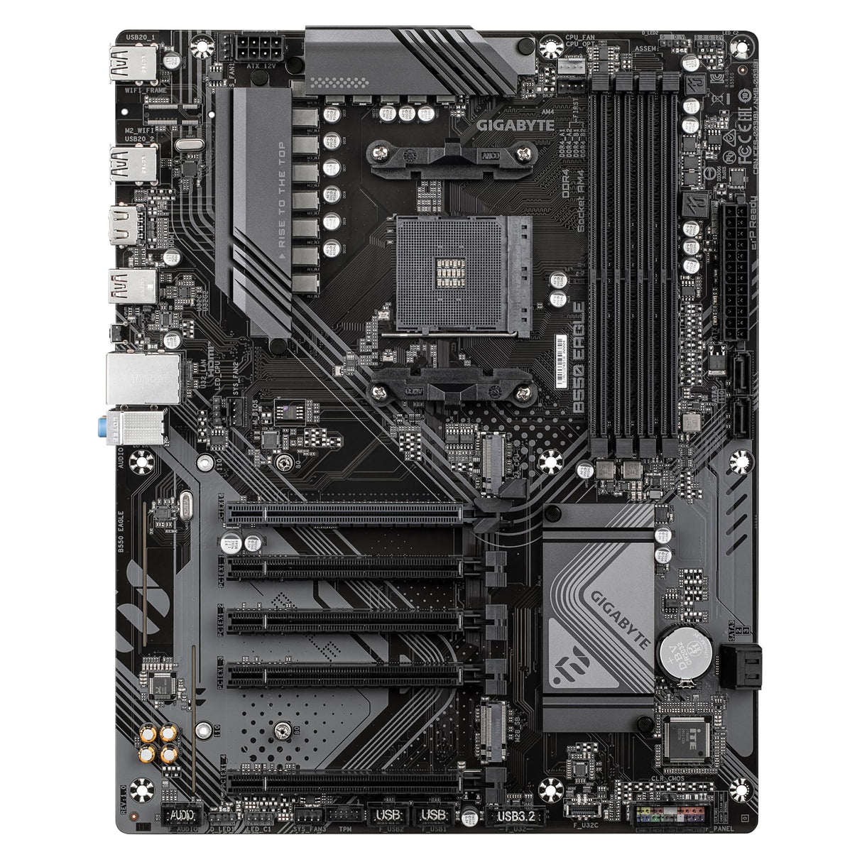 GIGABYTE B550 Eagle Placa Base - Procesadores AMD Ryzen Serie 5000 G, VRM de 10+3+1 Fases, hasta 3200 MHz DDR4, 1xPCIe 4.0 + 1xPCIe 3.0 M.2, LAN 1GbE, USB 3.2 Gen 2