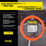 Anguila Max 7.5145.032 Guía pasacables Especial Rectas Poliéster Trenzada Monofilamento 4,5mm 32 Metros y terminales Mixtos, Naranja