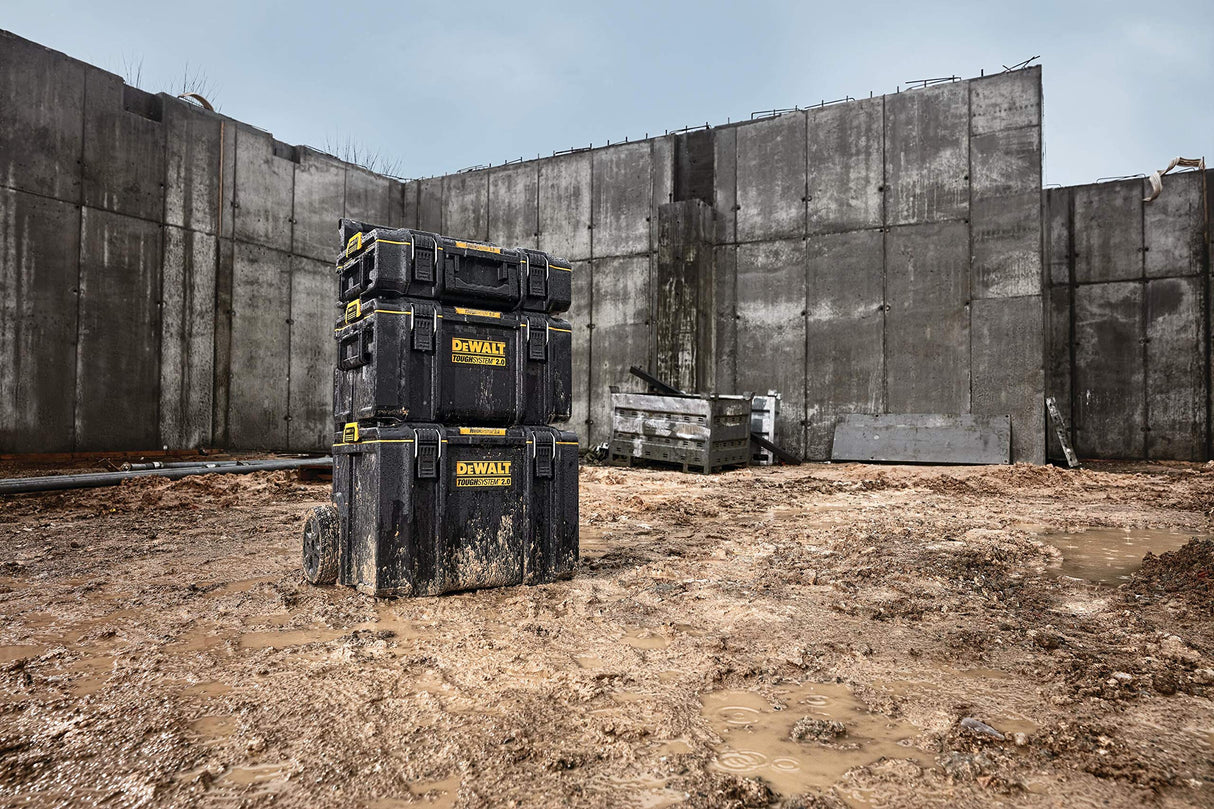 DEWALT DWST83402-1, Taller modular 3en1 TOUGHSYSTEM 2.0, Robusto, 2 armarios de pequeña y mediana capacidad y 1 armario móvil de gran capacidad, IP65. Negro y amarillo