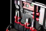 Meister Carro de Herramientas 156 piezas - Set de herramientas - Con ruedas - Asa telescópica / Caja de herramientas móvil sobre ruedas / Caja de herramientas completamente llena / 8971440